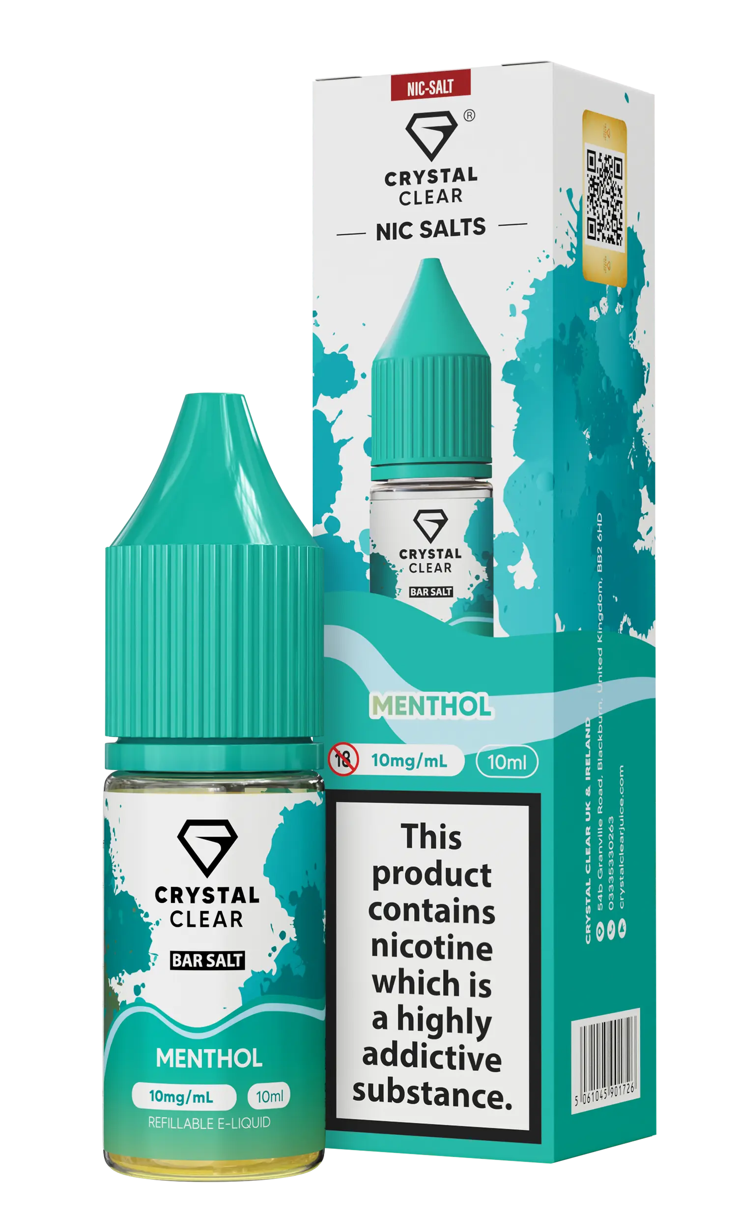 Menthol Nic Salt E-Liquid by Crystal Clear Bar Salts 10ml